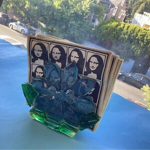 Blue and Green vintage napkin holder